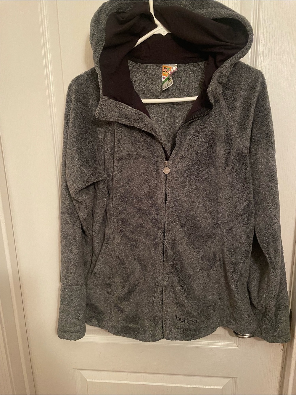 Burton Gray Plush Zip-Up Hooded Jacket